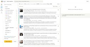 Pantalla del Radar Académico con el filtro por nodo y universidad a la izquierda y las noticias del día